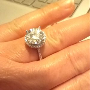 Mesmerizing Real Certified 3 Ct Moissanite Diamond Ring Cushion Cut Halo Ring 7